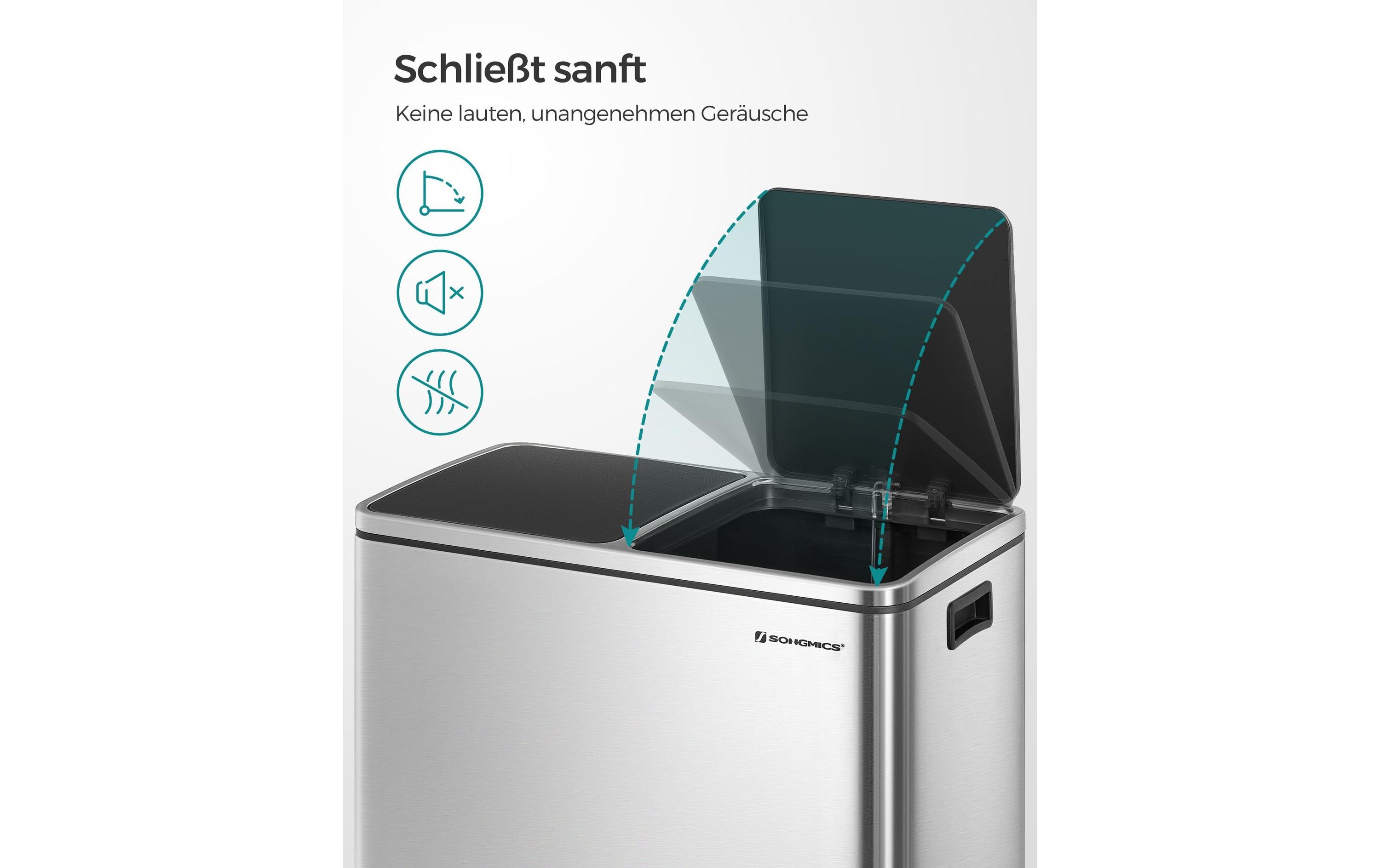 Songmics Treteimer 2 x 30 L, Silber