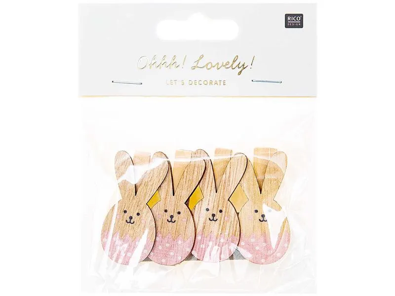 Rico Design Dekoklammer Osterhase 4 Stück, Rosa Rico Design Dekoklammer Osterhase 4 Stück, Rosa