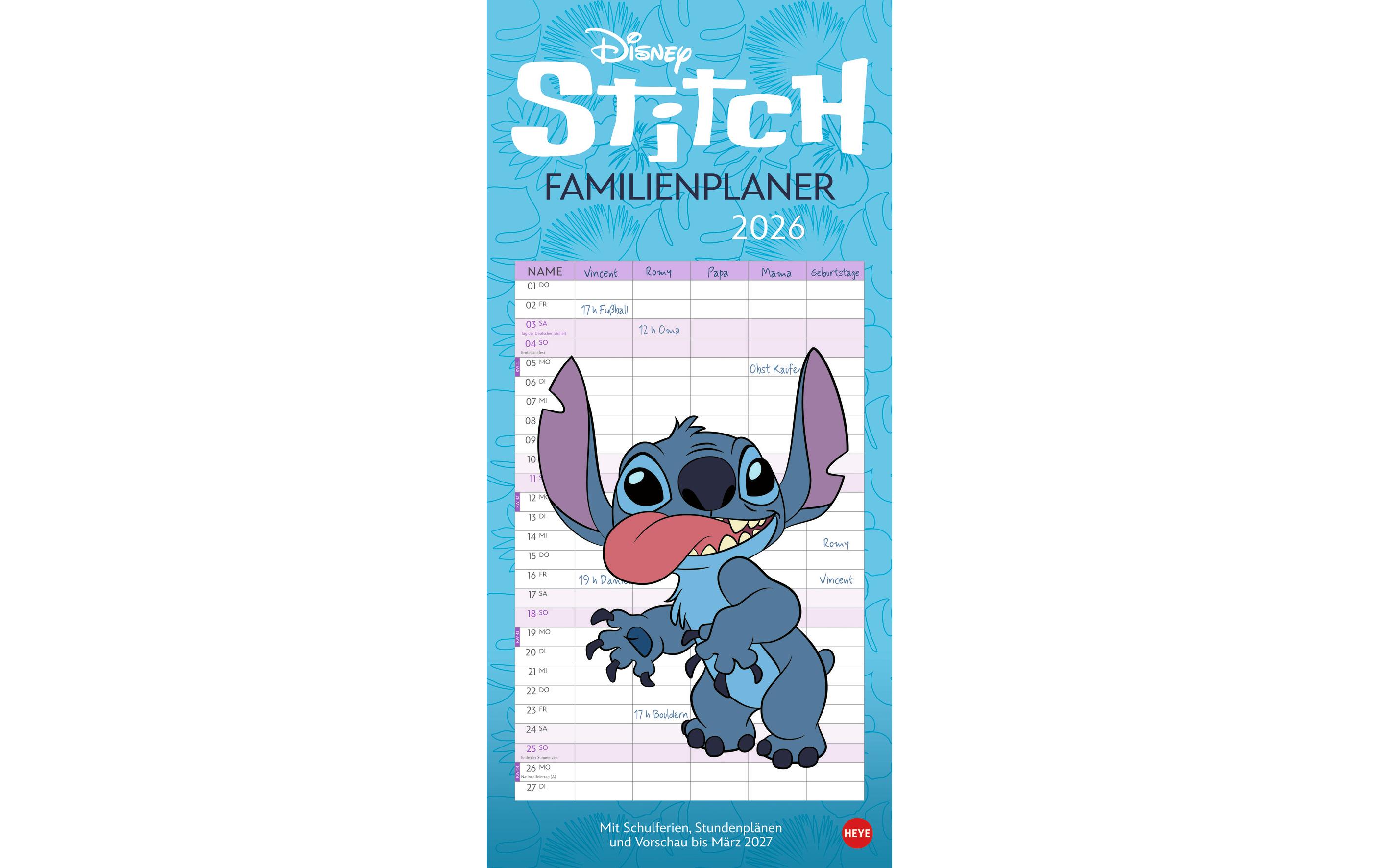 Heye Familienplaner Stitch 2026 21 x 45 cm Heye Familienplaner Stitch 2026 21 x 45 cm