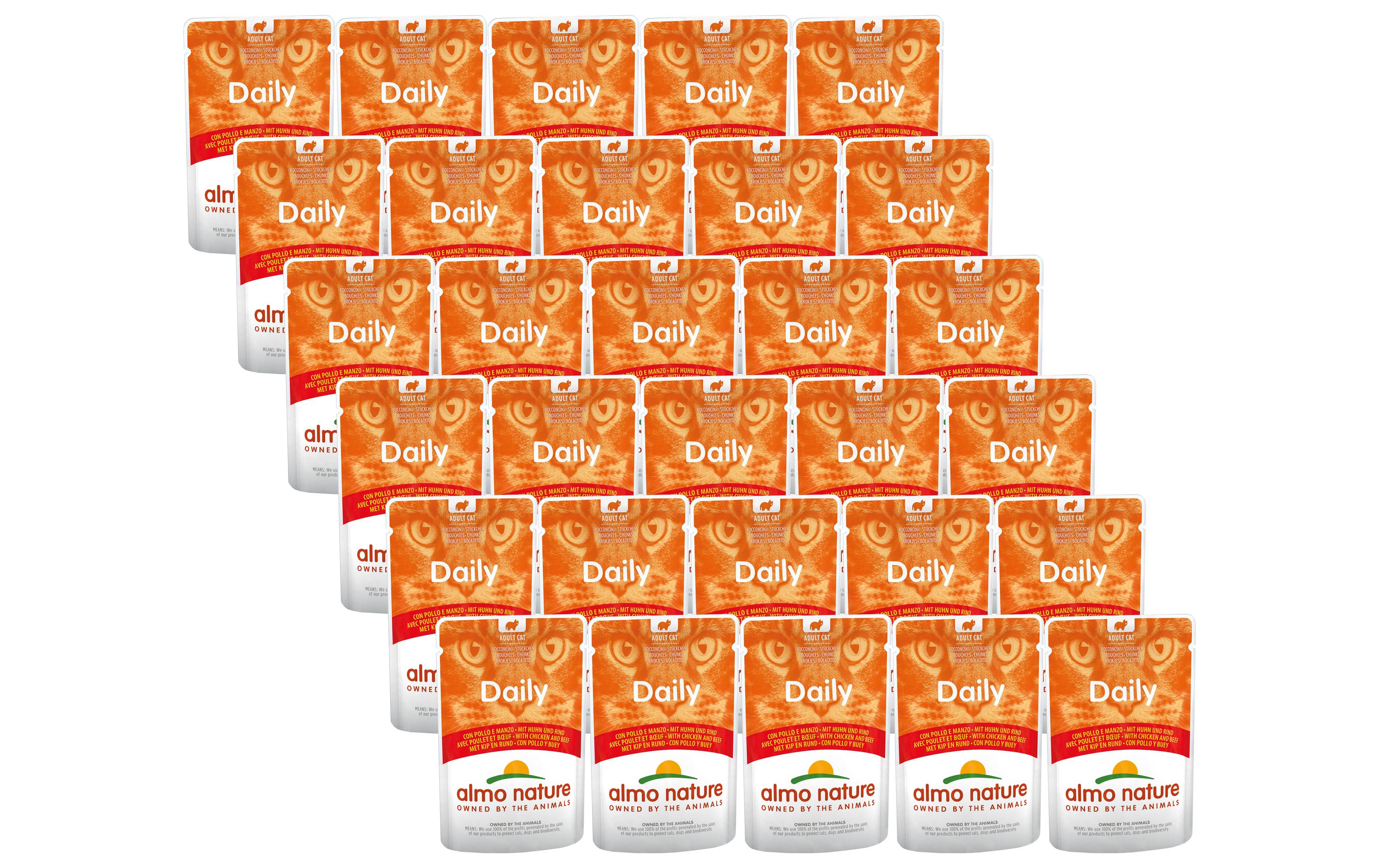 Almo Nature Nassfutter Daily mit Huhn und Rind, 30 x 70 g