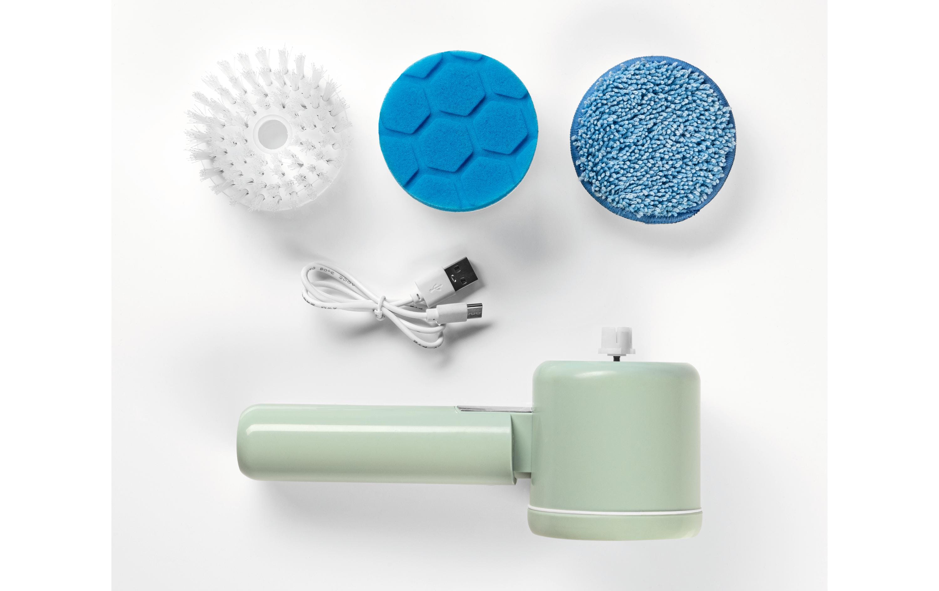 EASYmaxx Akku-Bürsten-Schrubber 4-teilig, Hellgrün