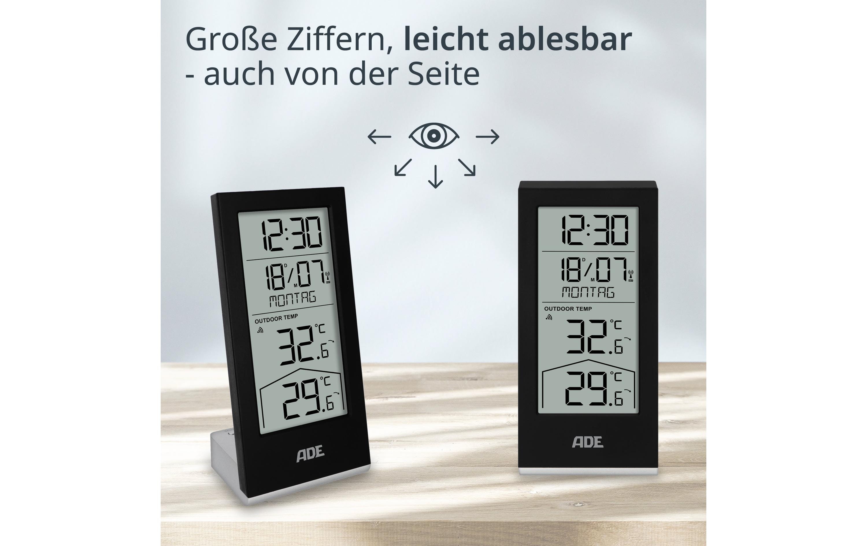 ADE Wetterstation mit Funk-Aussensensor Schwarz