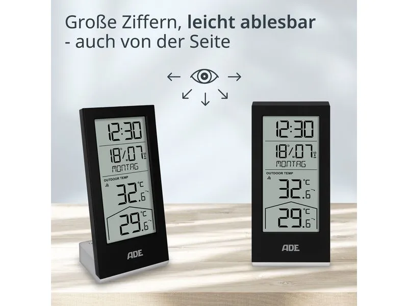ADE Wetterstation mit Funk-Aussensensor Schwarz ADE Wetterstation mit Funk-Aussensensor Schwarz