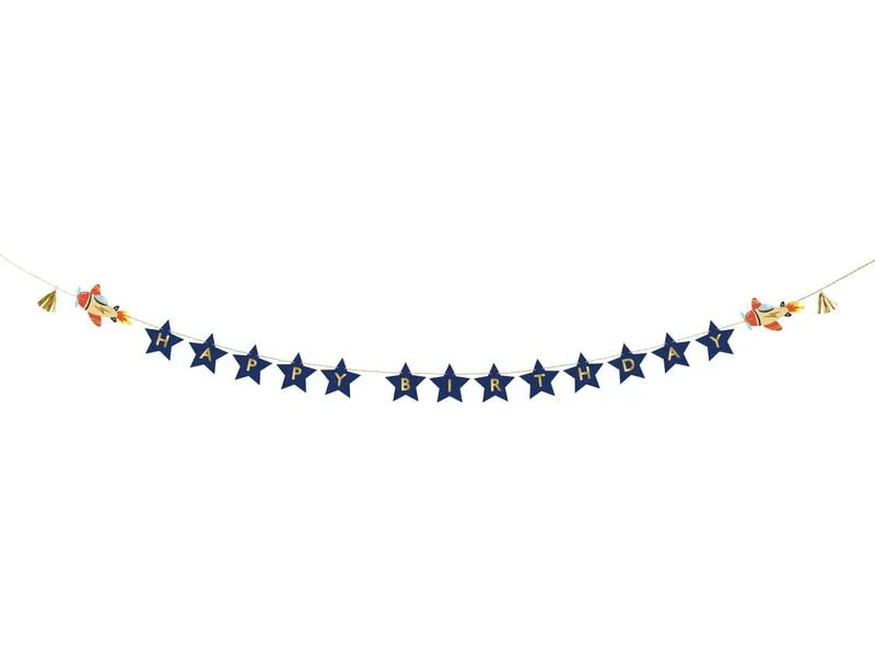 Partydeco Girlande Flugzeug 3 m, Dunkelblau Partydeco Girlande Flugzeug 3 m, Dunkelblau