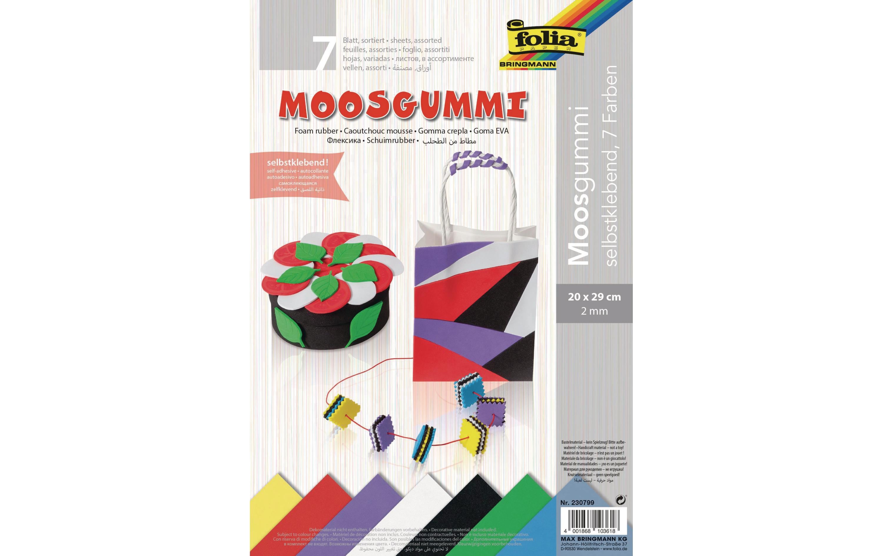 Folia Moosgummi-Set 7 Stück, Mehrfarbig