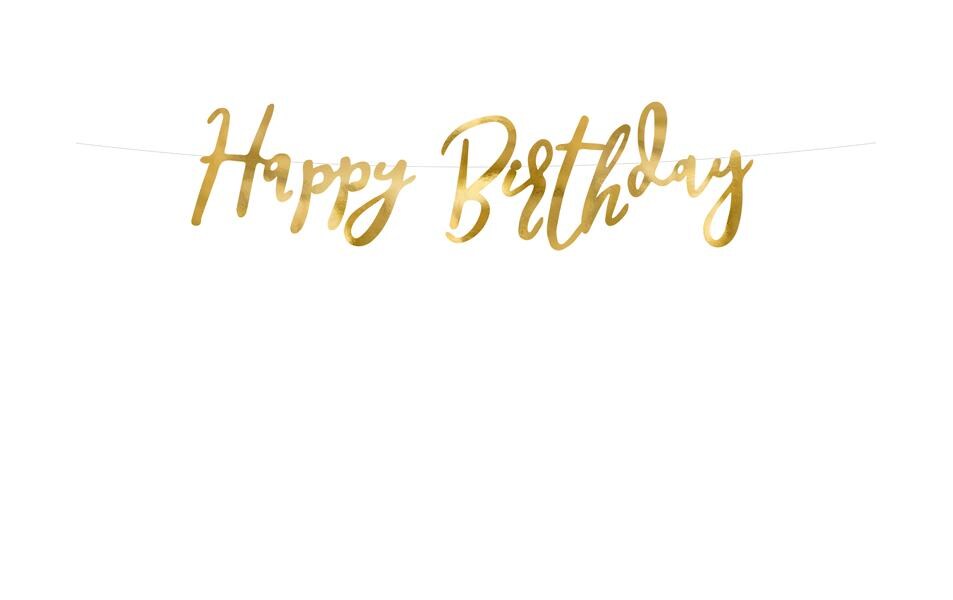 Partydeco Girlande Happy Birthday Gold, 16.5 x 62 cm