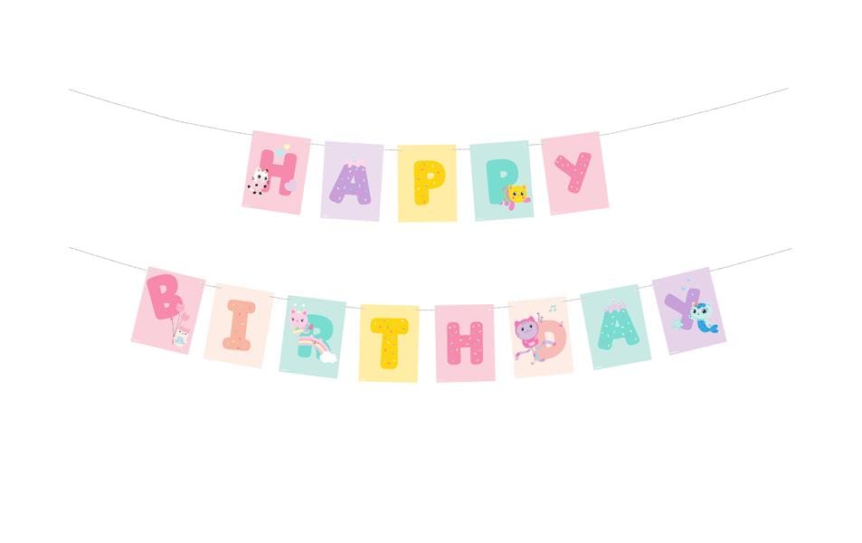 Partydeco Girlande Gabbys Dollhouse Happy Birthday, 1.8 m