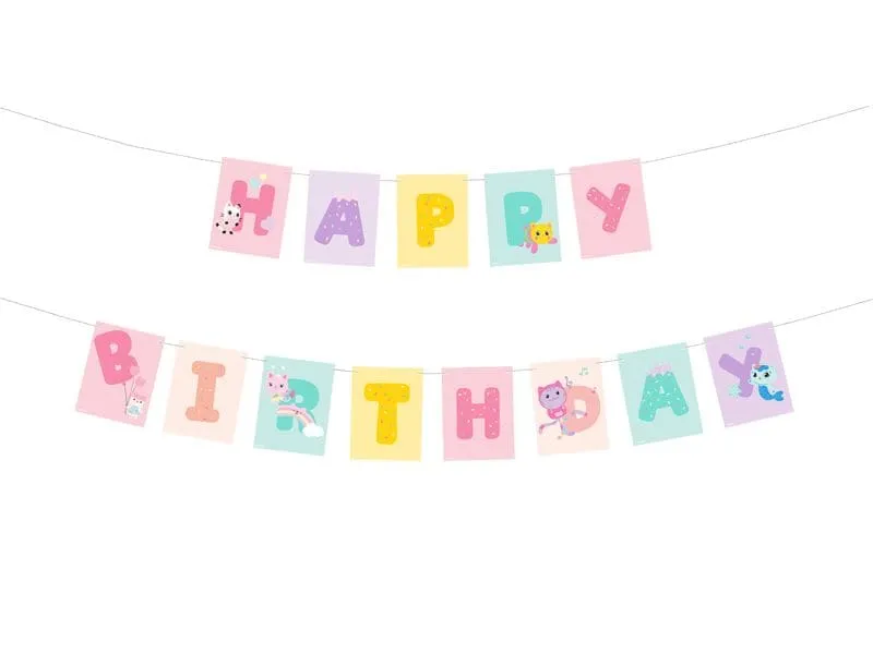 Partydeco Girlande Gabbys Dollhouse Happy Birthday, 1.8 m