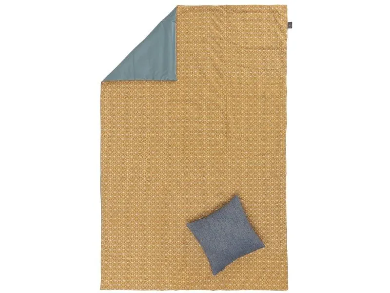 Urbanara Picknickdecke Ankisa 130 x 190 cm - Senfgelb / Weiss