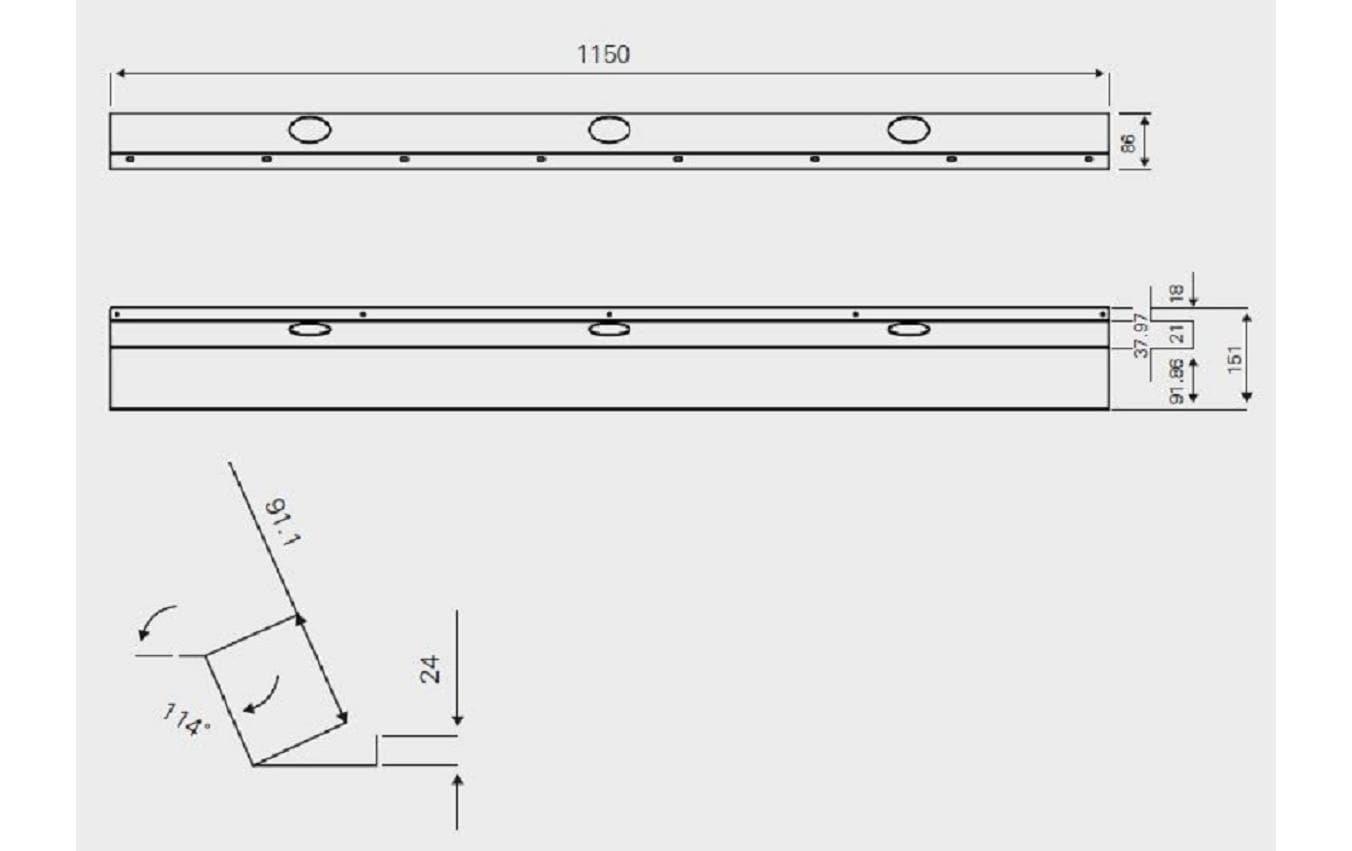 Actiforce Kabelwanne Fix 1150 mm, Schwarz