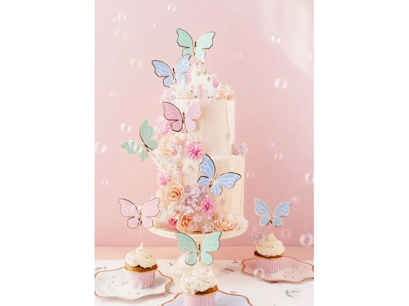 Partydeco Kuchen-Topper Schmetterlinge, 9er-Set 9 x 6.5 cm