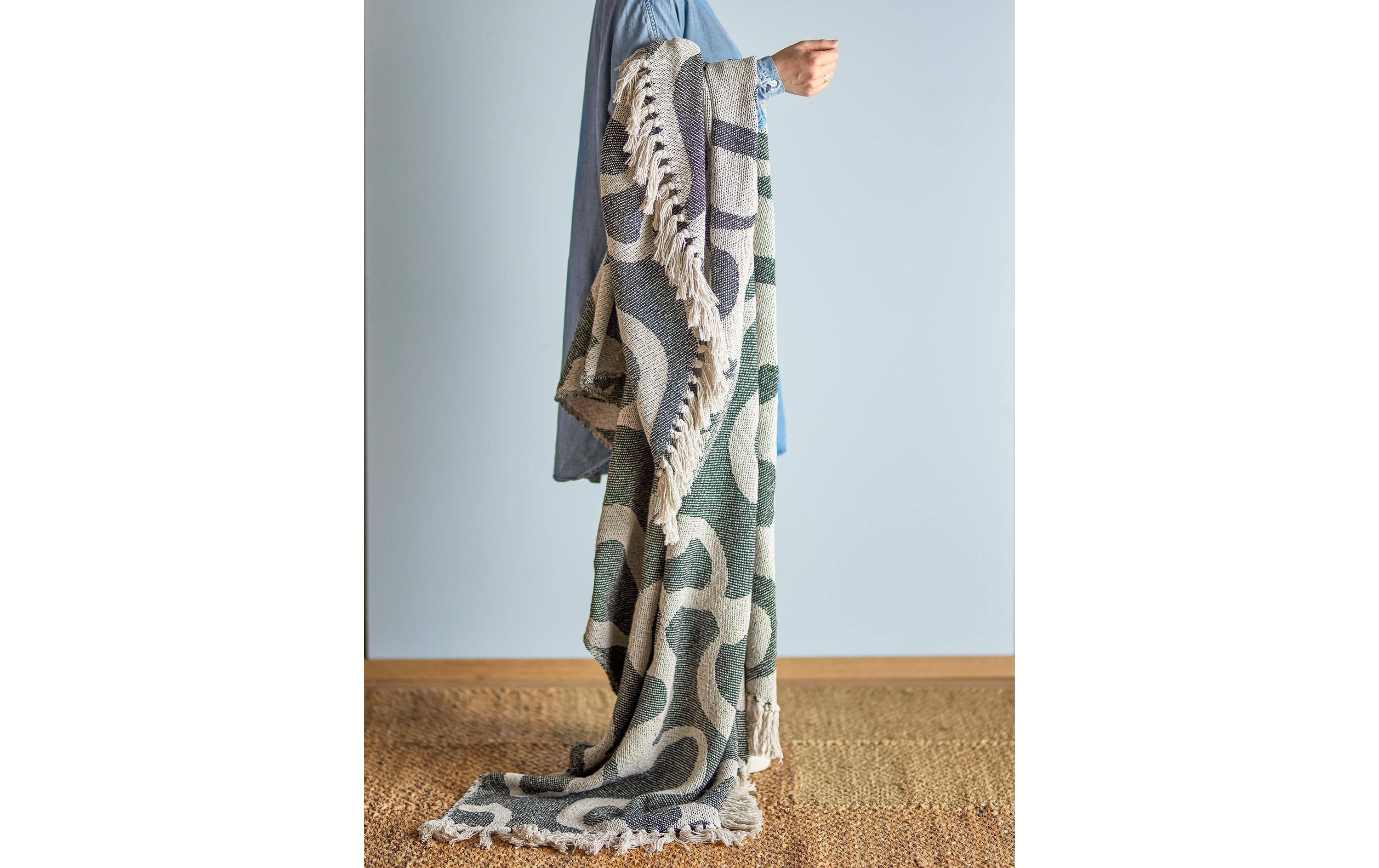 Bloomingville Decke Salobre 160 x 130 cm, Schwarz/Weiss