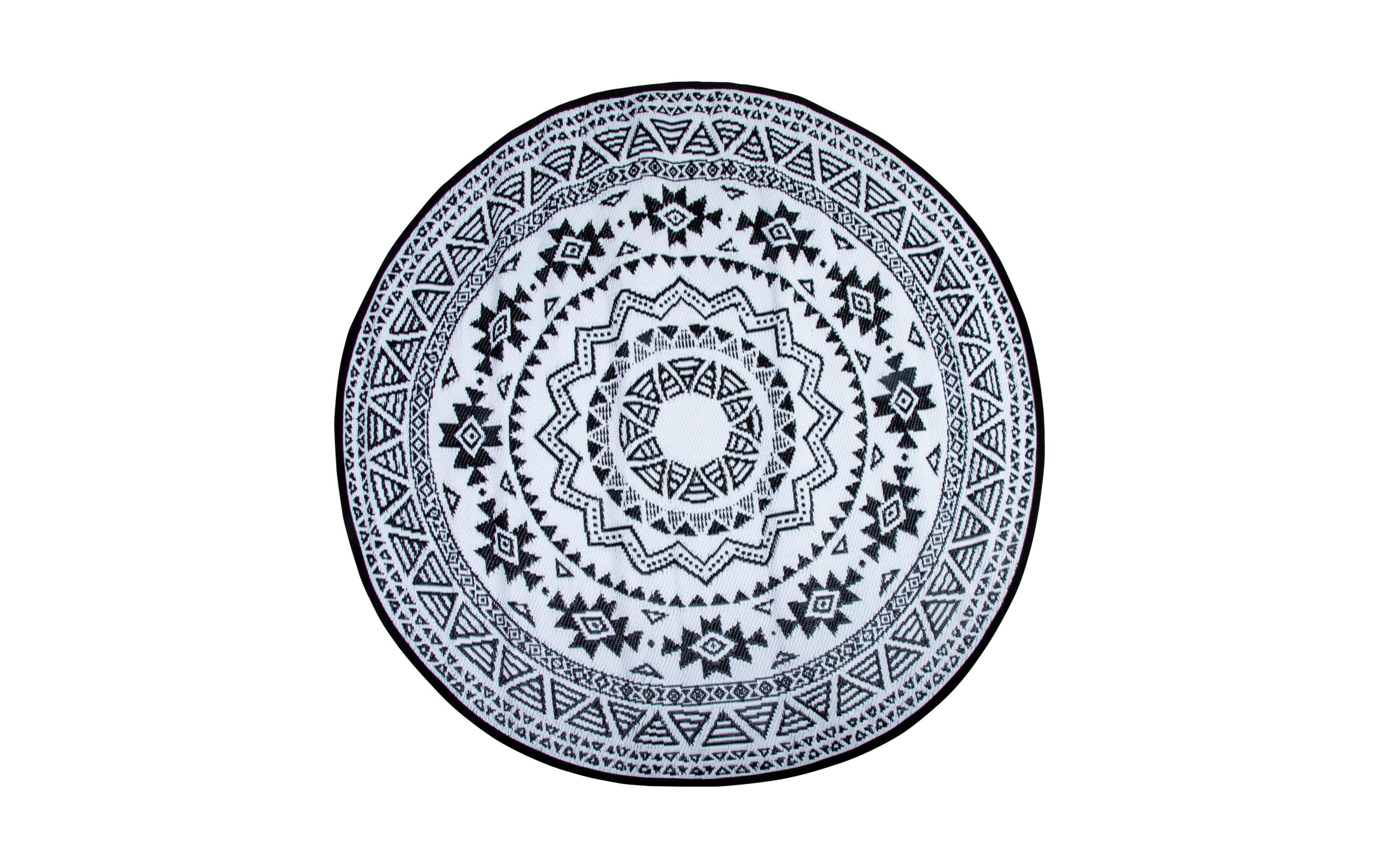 Esschert Design Teppich India Ø 180 cm x Schwarz/Weiss