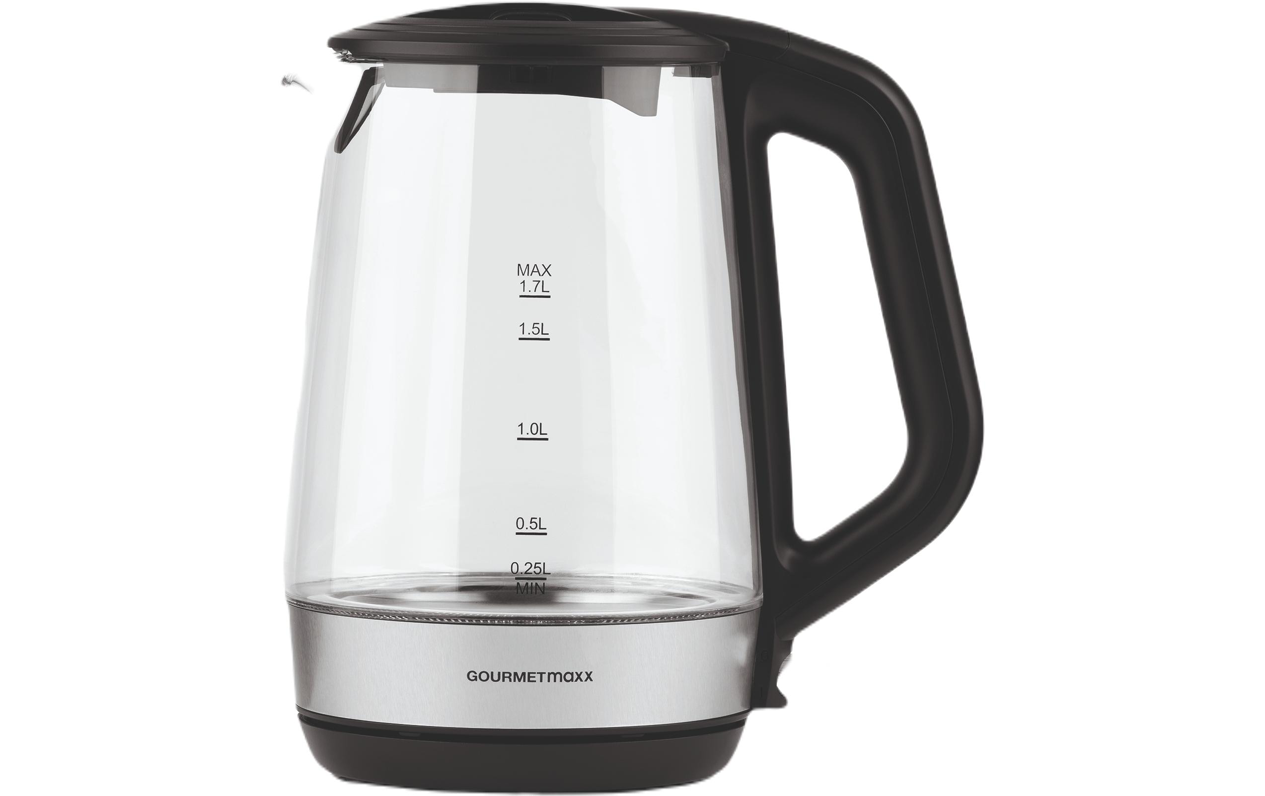 GOURMETmaxx Wasserkocher 1.7 l, Schwarz/Transparent