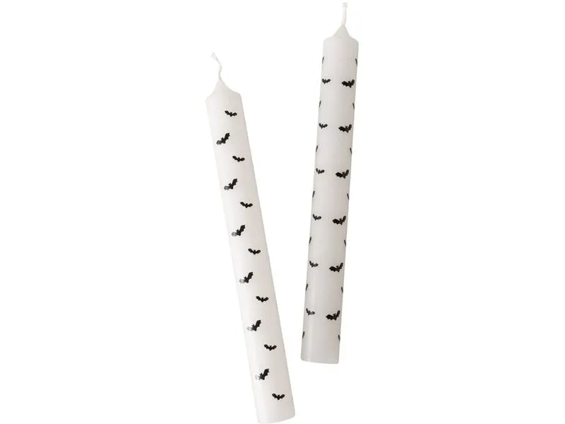 Boltze Kerzen Weiss mit Fledermäusen 2er Set