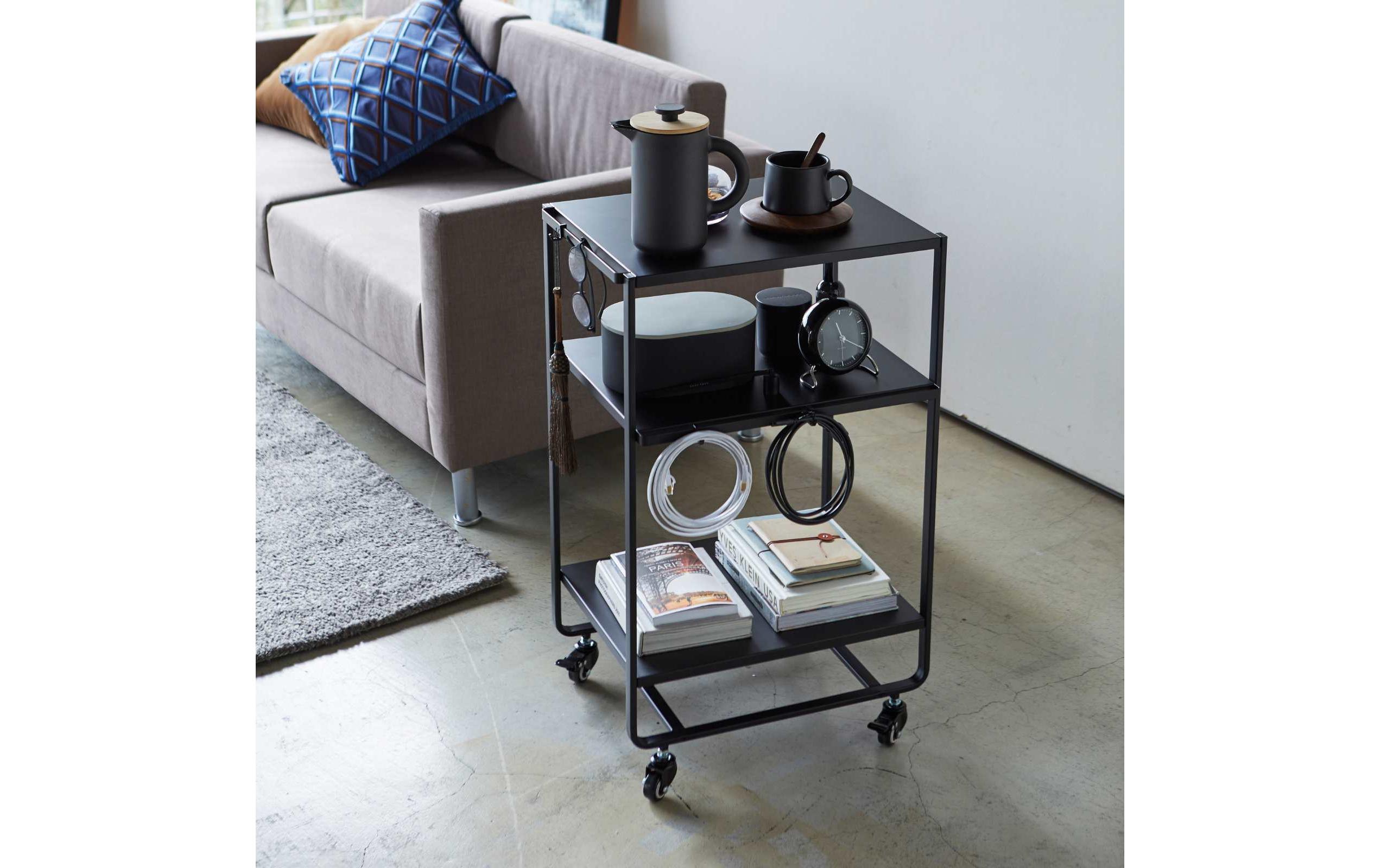 Yamazaki Küchenwagen Tower 49 x 81.5 x 38 cm, Schwarz