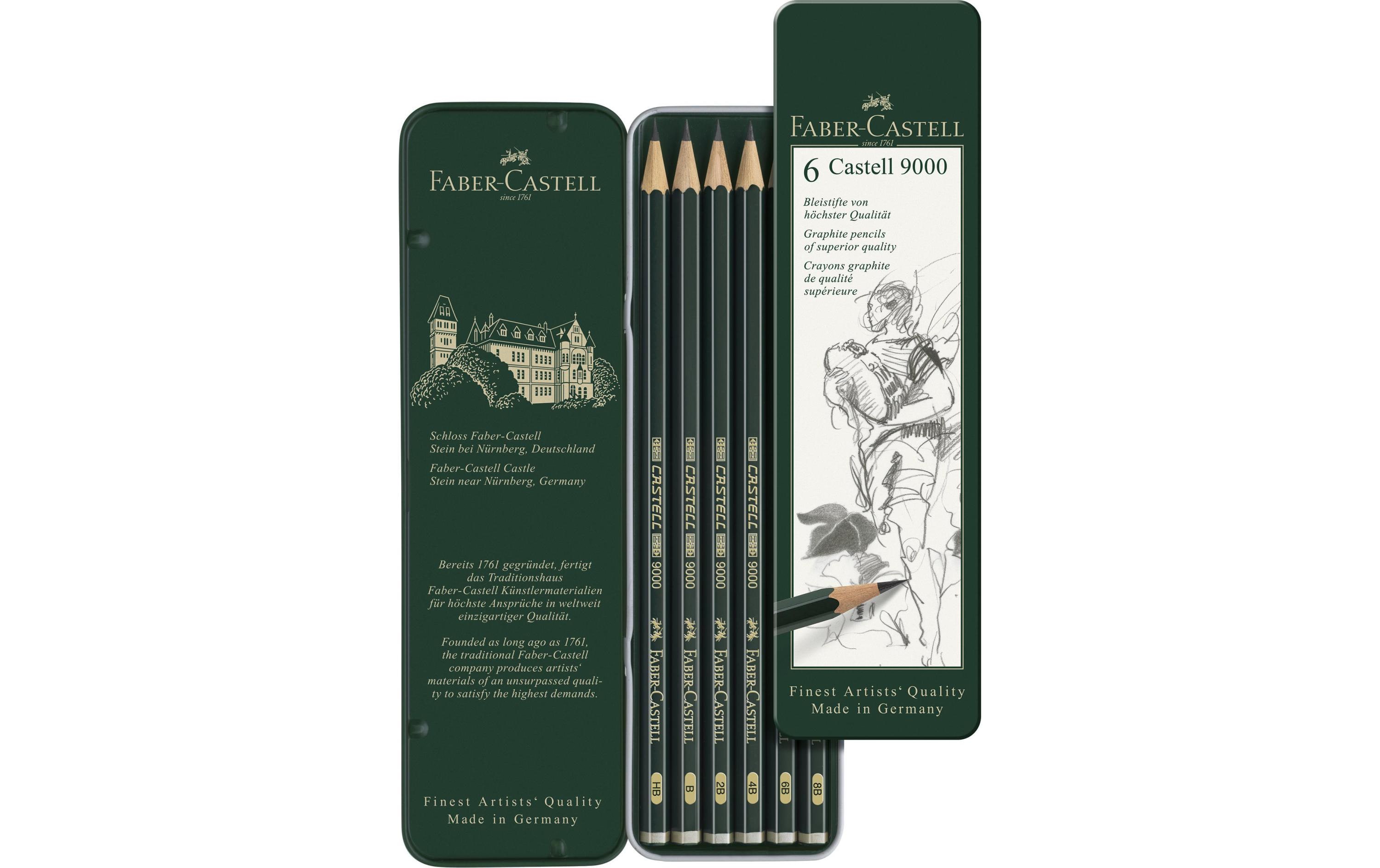 Faber-Castell Bleistift Castell 9000 6 Stück im Metalletui Faber-Castell Bleistift Castell 9000 6 Stück im Metalletui