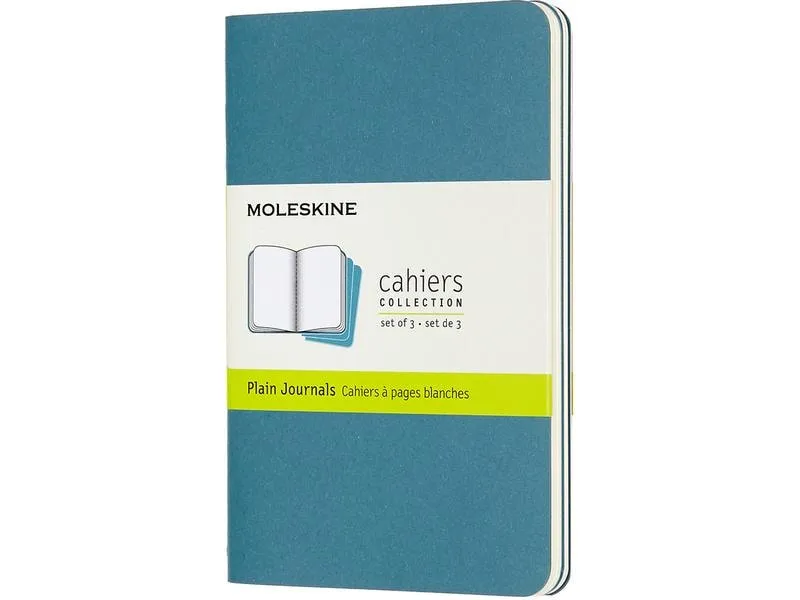 Moleskine Notizbuch Classic 9 x 14 cm, Blau, Blanko, 3 Stück