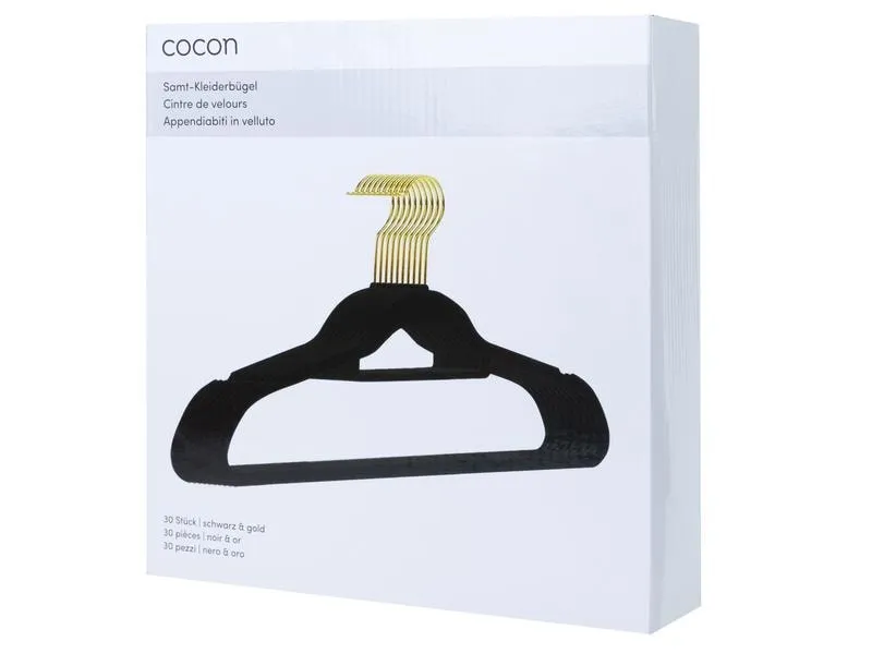 COCON Kleiderbügel 30 Stück, Schwarz