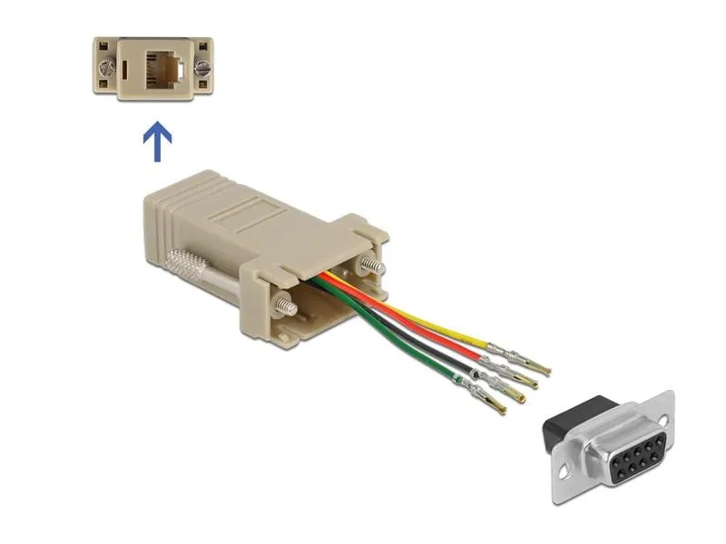 Delock Adapter D-Sub 9-Pin zu RJ11/RJ14 6P/4C, Montagesatz 0.052 m Delock Adapter D-Sub 9-Pin zu RJ11/RJ14 6P/4C, Montagesatz 0.052 m