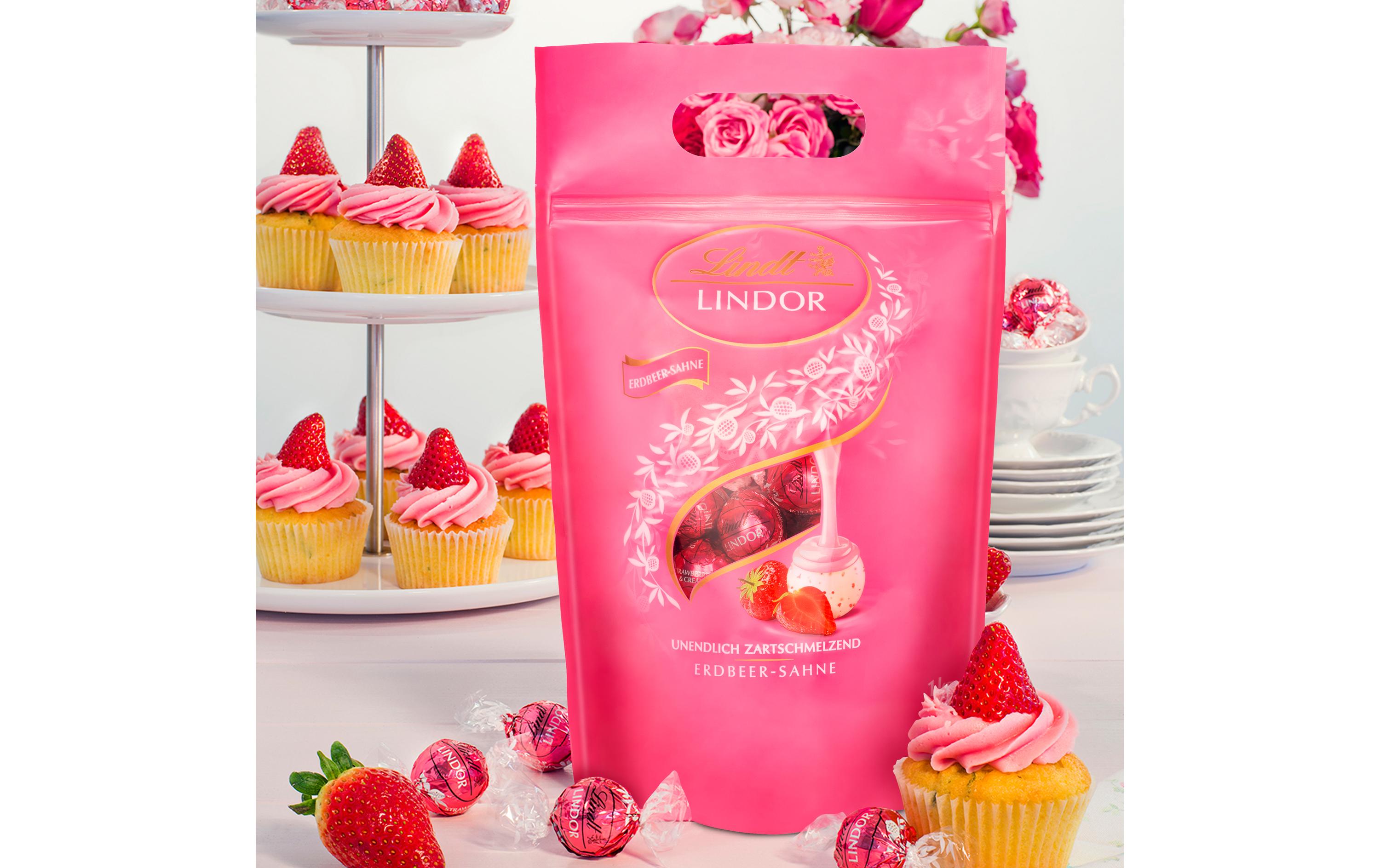 Lindt Schokoladen-Pralinen Lindor Kugeln Strawberry 1000 g