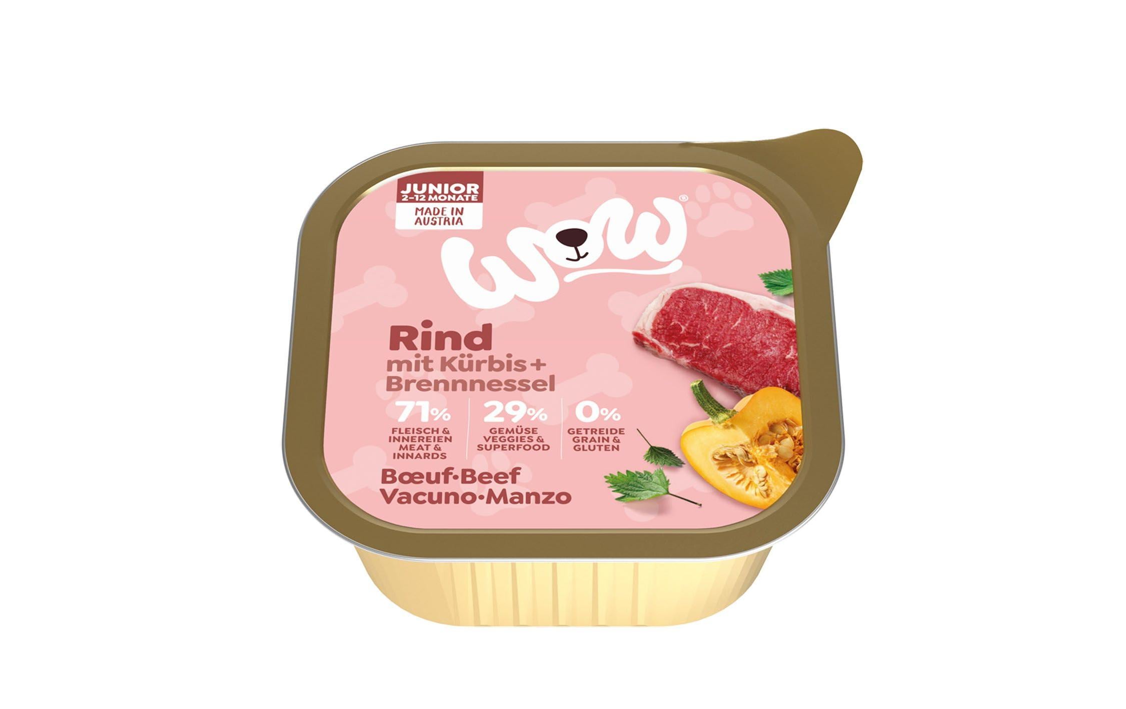 WOW Nassfutter Junior Rind Schale, 11 x 150 g