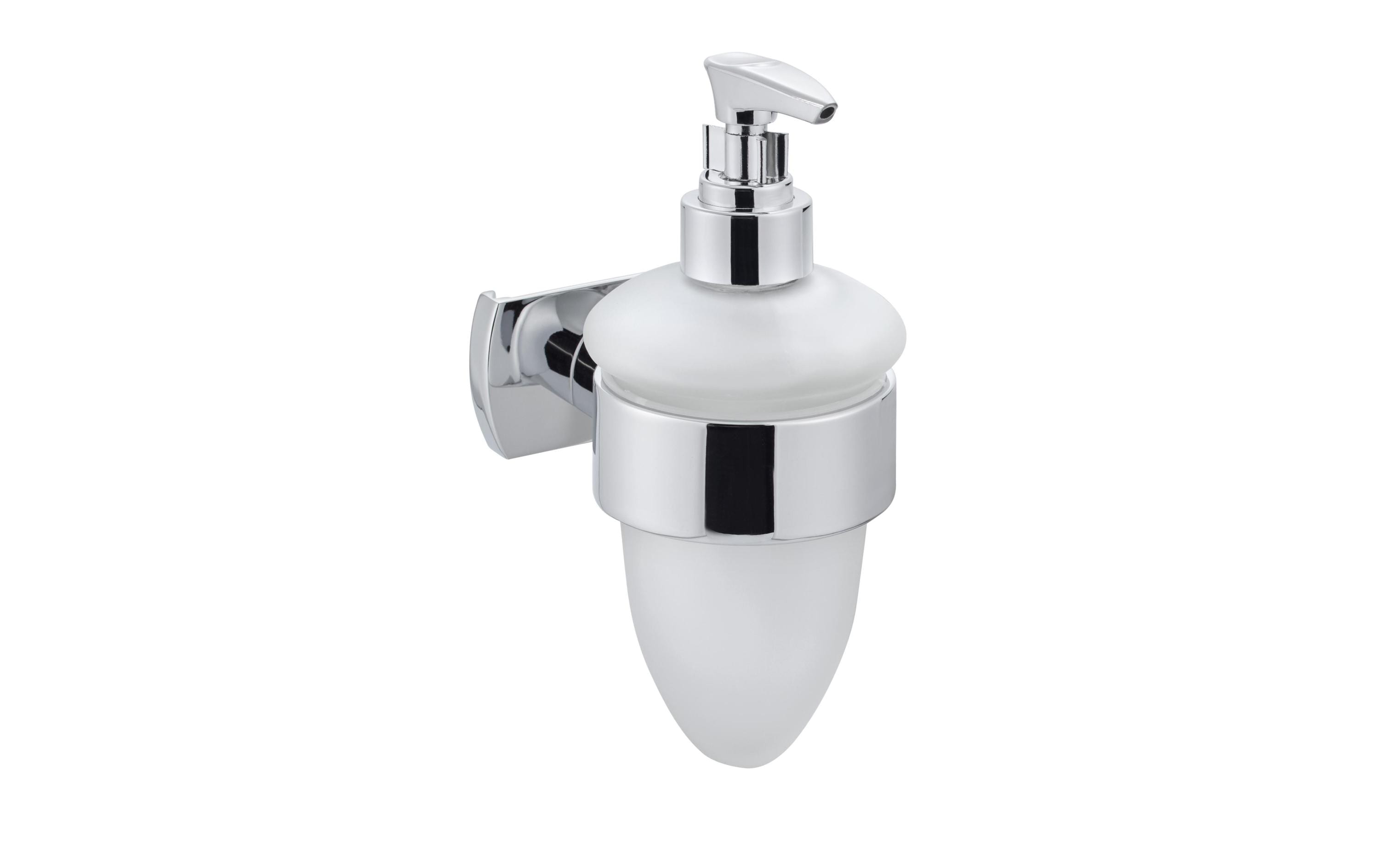 BIASCA Wandseifenspender 10.7 x 7.2 x 16.5 cm 300 ml, Weiss, Silber BIASCA Wandseifenspender 10.7 x 7.2 x 16.5 cm 300 ml, Weiss, Silber