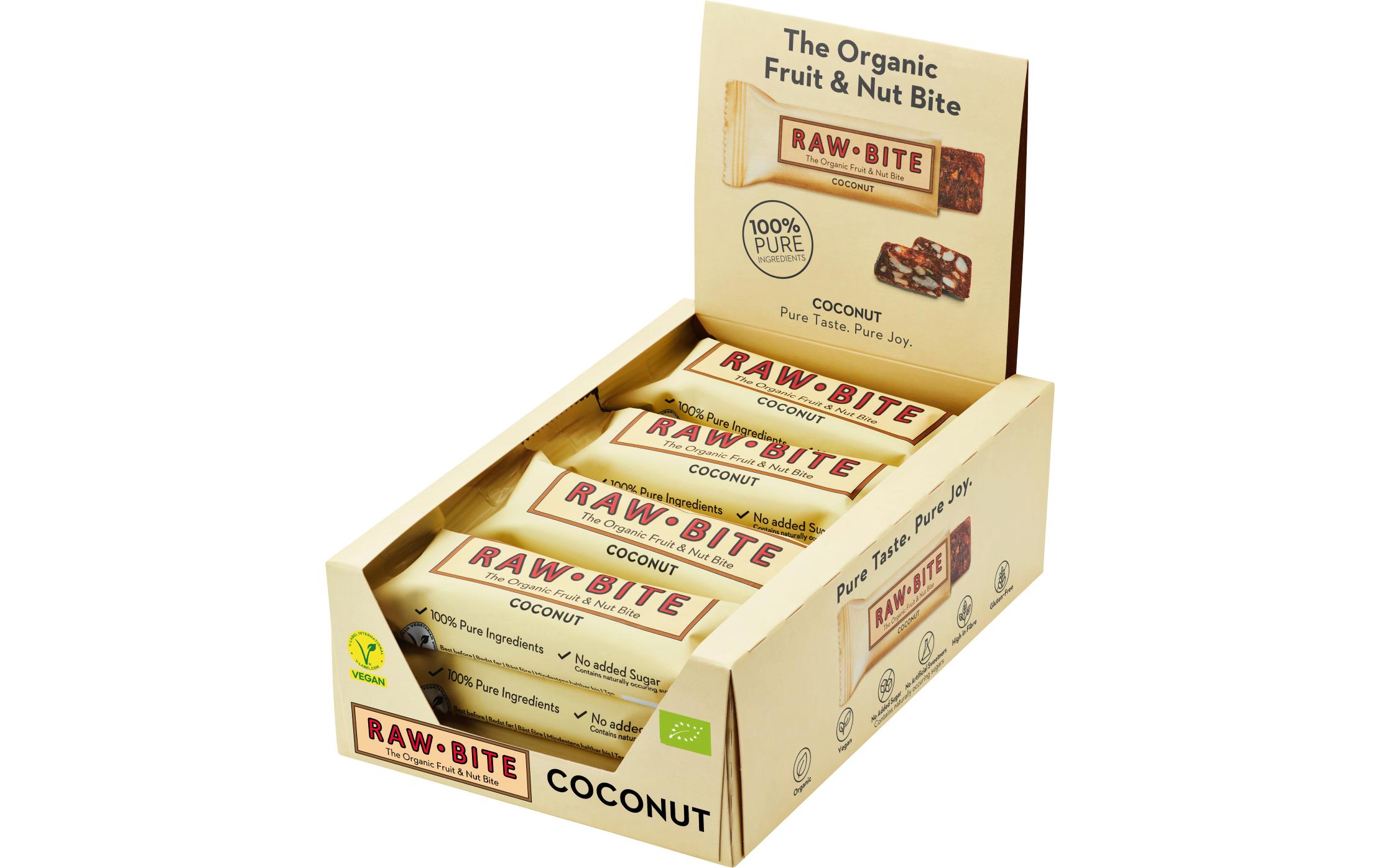 Rawbite Rohkostriegel Kokosnuss, 12 x 50g