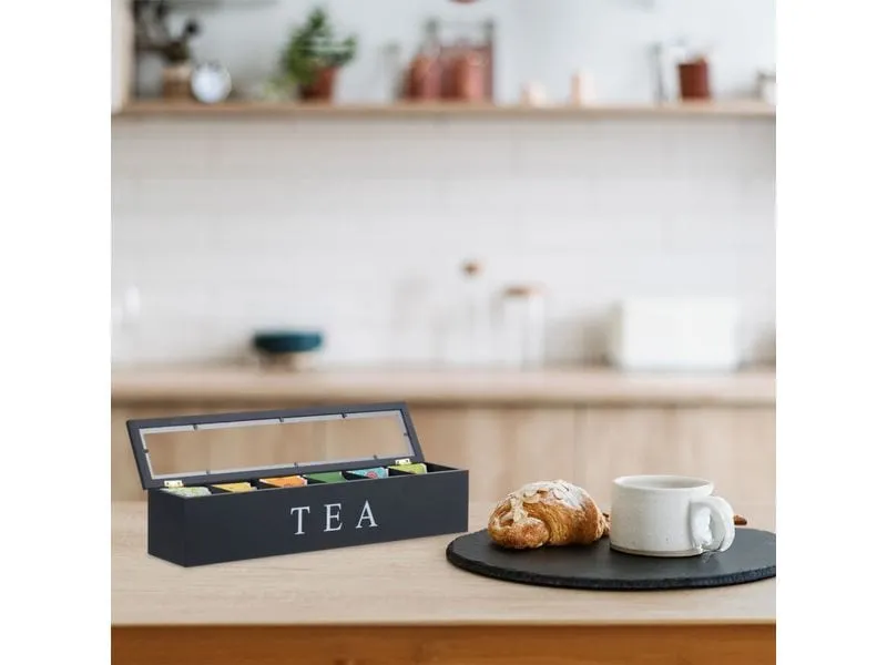relaxdays Teebeutel-Box Schwarz/Transparent/Weiss relaxdays Teebeutel-Box Schwarz/Transparent/Weiss