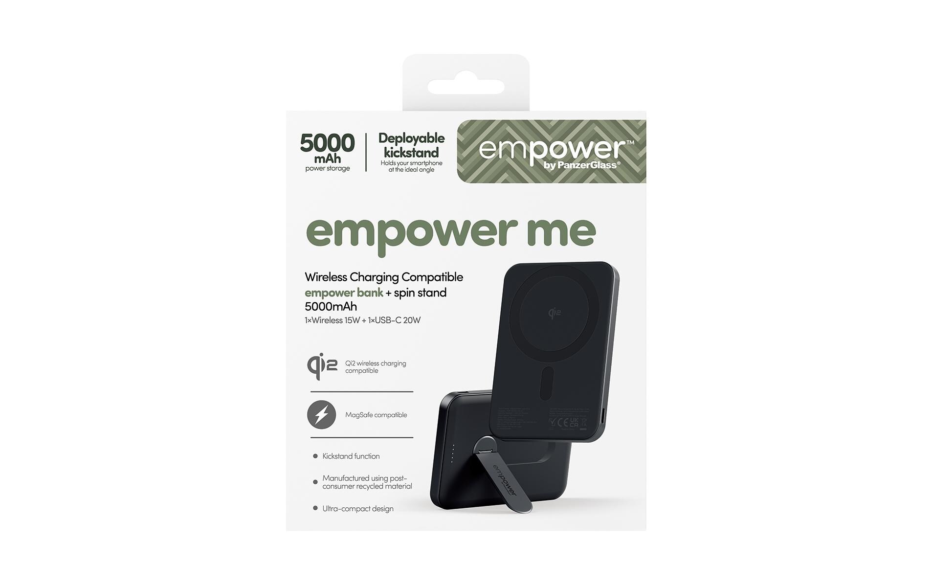 emPower by PanzerGlass Powerbank mit Spin Stand Weltall Schwarz 5000 mAh