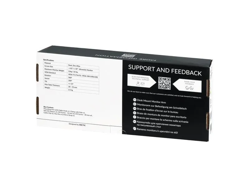 Arctic Cooling Tischhalterung X1 bis 10 kg – Schwarz matt Arctic Cooling Tischhalterung X1 bis 10 kg – Schwarz matt