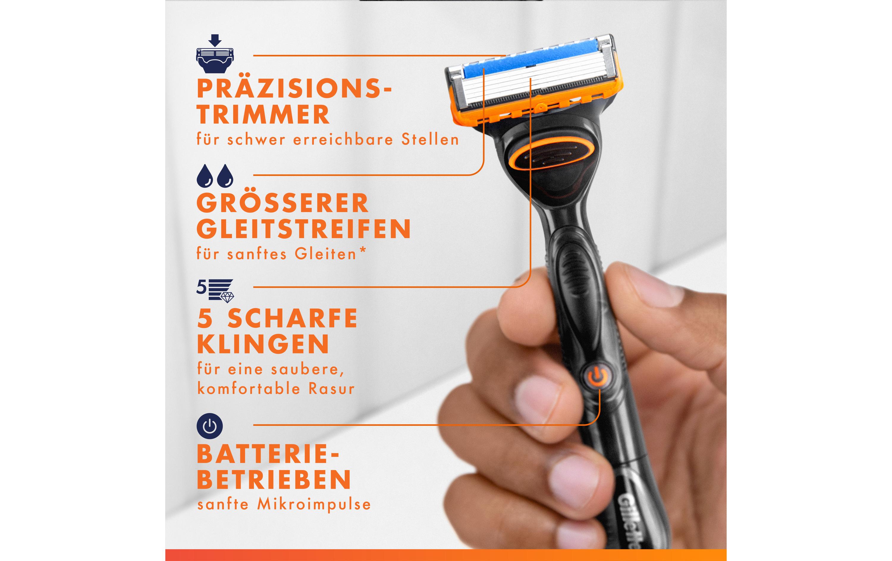 Gillette Herrenrasierer Gillette Fusion5 Power 12er + Handstück