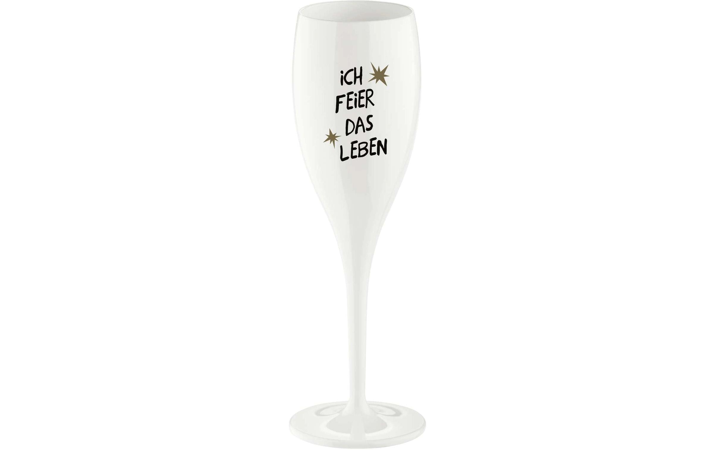 Koziol Sektglas Ich feiere das Leben 100 ml, 1 Stück, Weiss