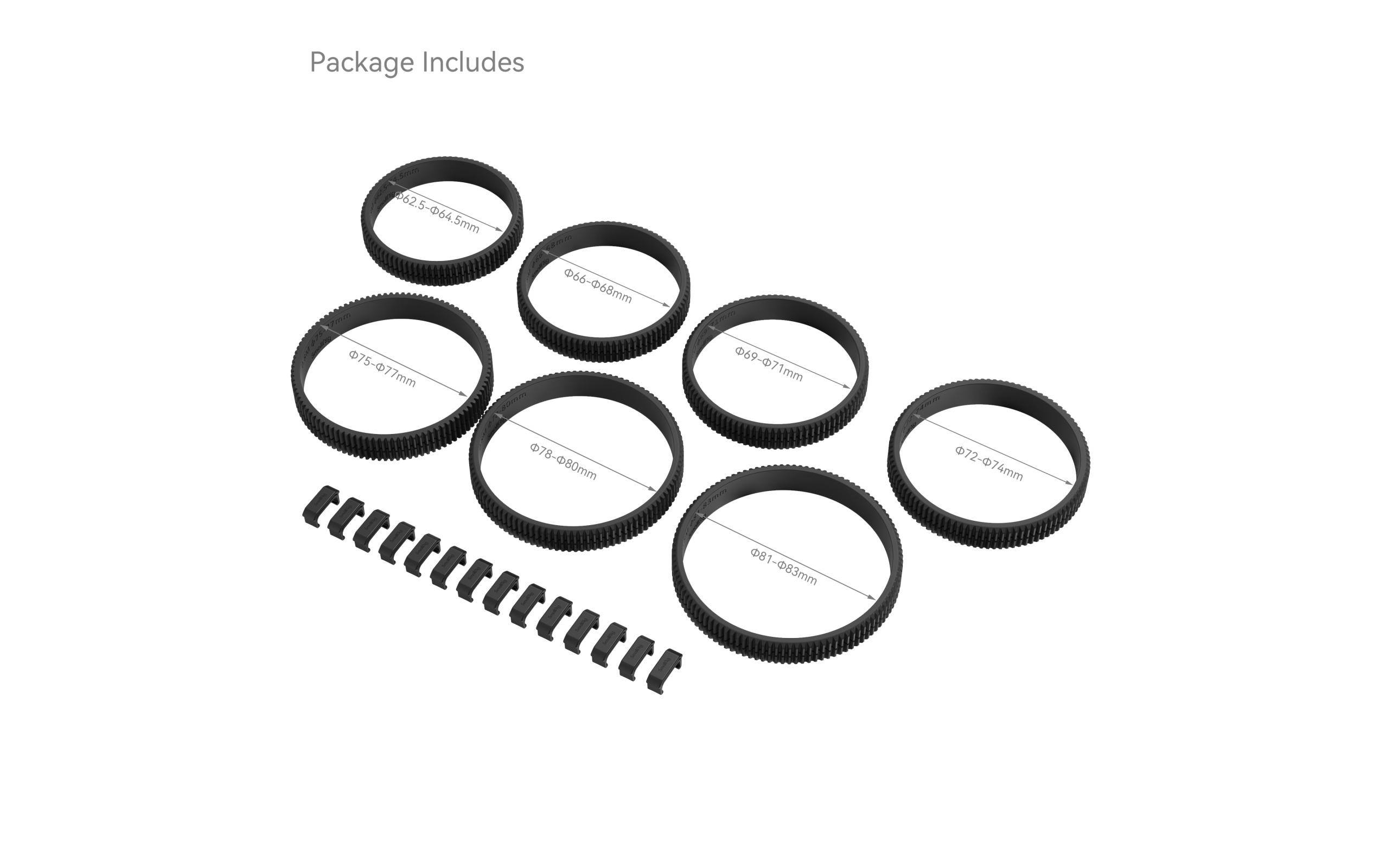 Smallrig Zubehörset Seamless Focus Gear Ring Kit ab Φ62.5mm bis Φ83mm