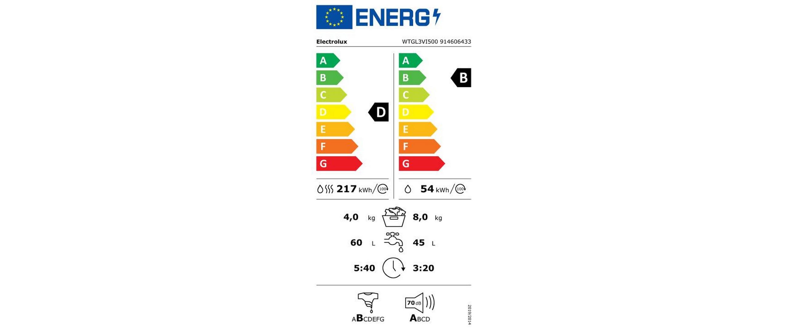 Electrolux Einbau-Waschtrockner Electrolux WTGL3 VI500 Links