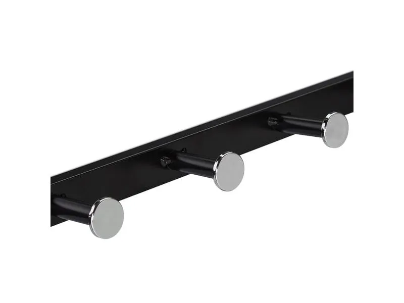 relaxdays Wandgarderobe mit Ablage 5 Haken, Schwarz relaxdays Wandgarderobe mit Ablage 5 Haken, Schwarz