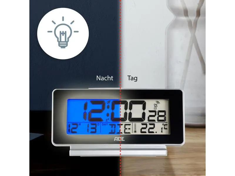 ADE Digitalwecker Temperatur-& Datumsanzeige