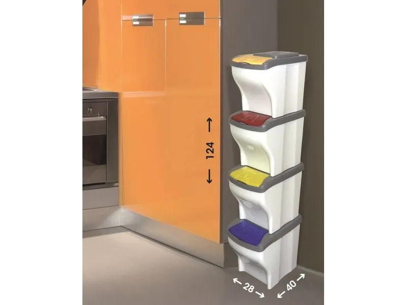 Edi Baur Mülltrennsystem Poker 4 x 20 l 80 l, Mehrfarbig