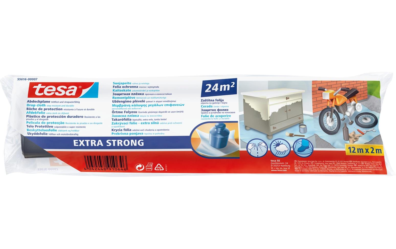 tesa Abdeckfolie extra stark 12 m x 2 m transparent