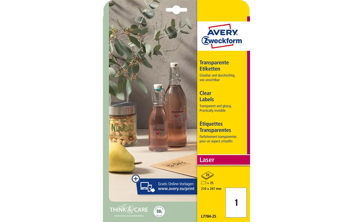 Avery Zweckform Flaschen-Etiketten kristallklar 210 x 297 mm Avery Zweckform Flaschen-Etiketten kristallklar 210 x 297 mm