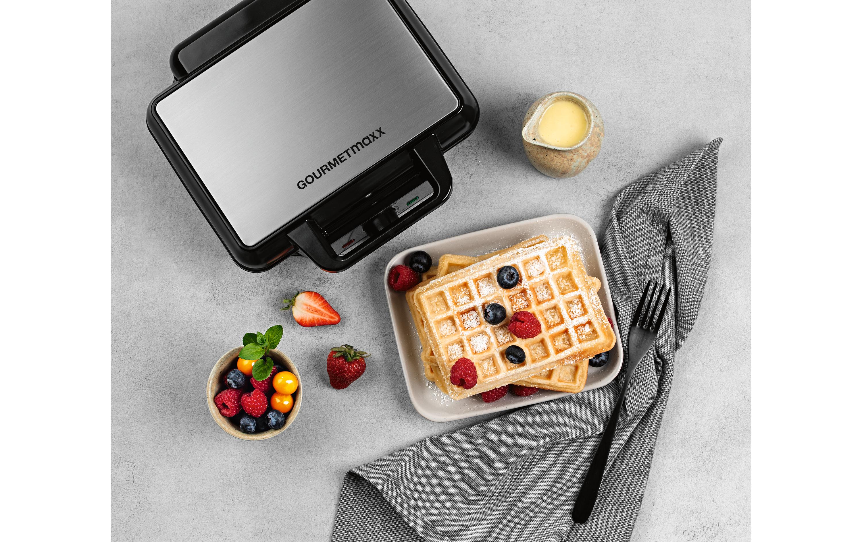 GOURMETmaxx Waffeleisen Schwarz/Silber