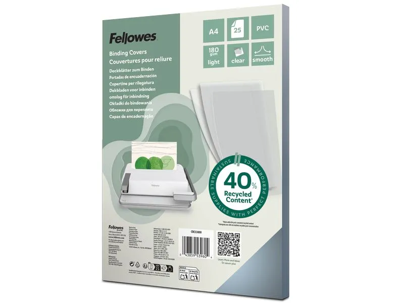 Fellowes Einbanddeckel 180 g/m², 25 Stück, Transparent