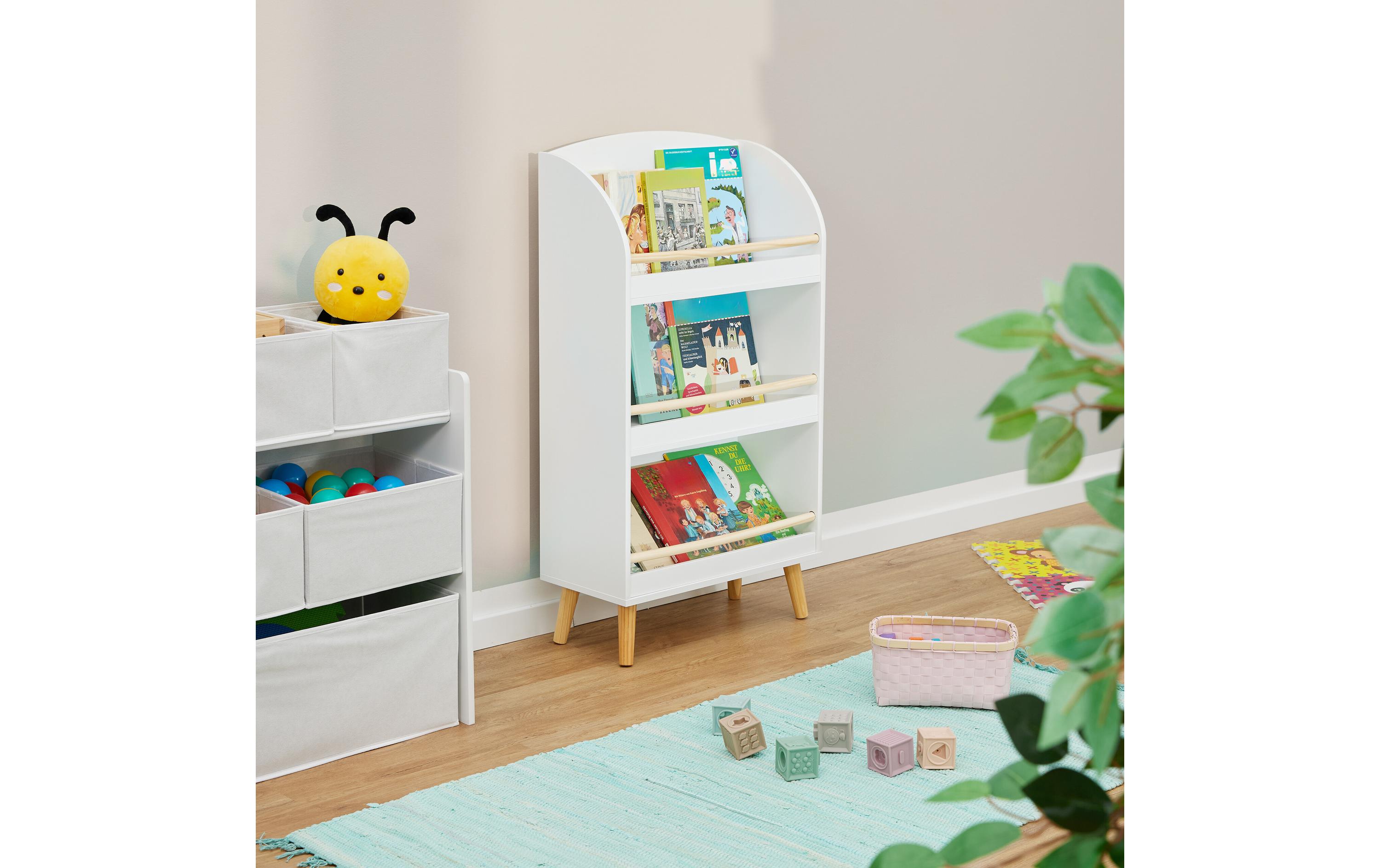 relaxdays Bücherregal für Kinder Hellbraun; Weiss