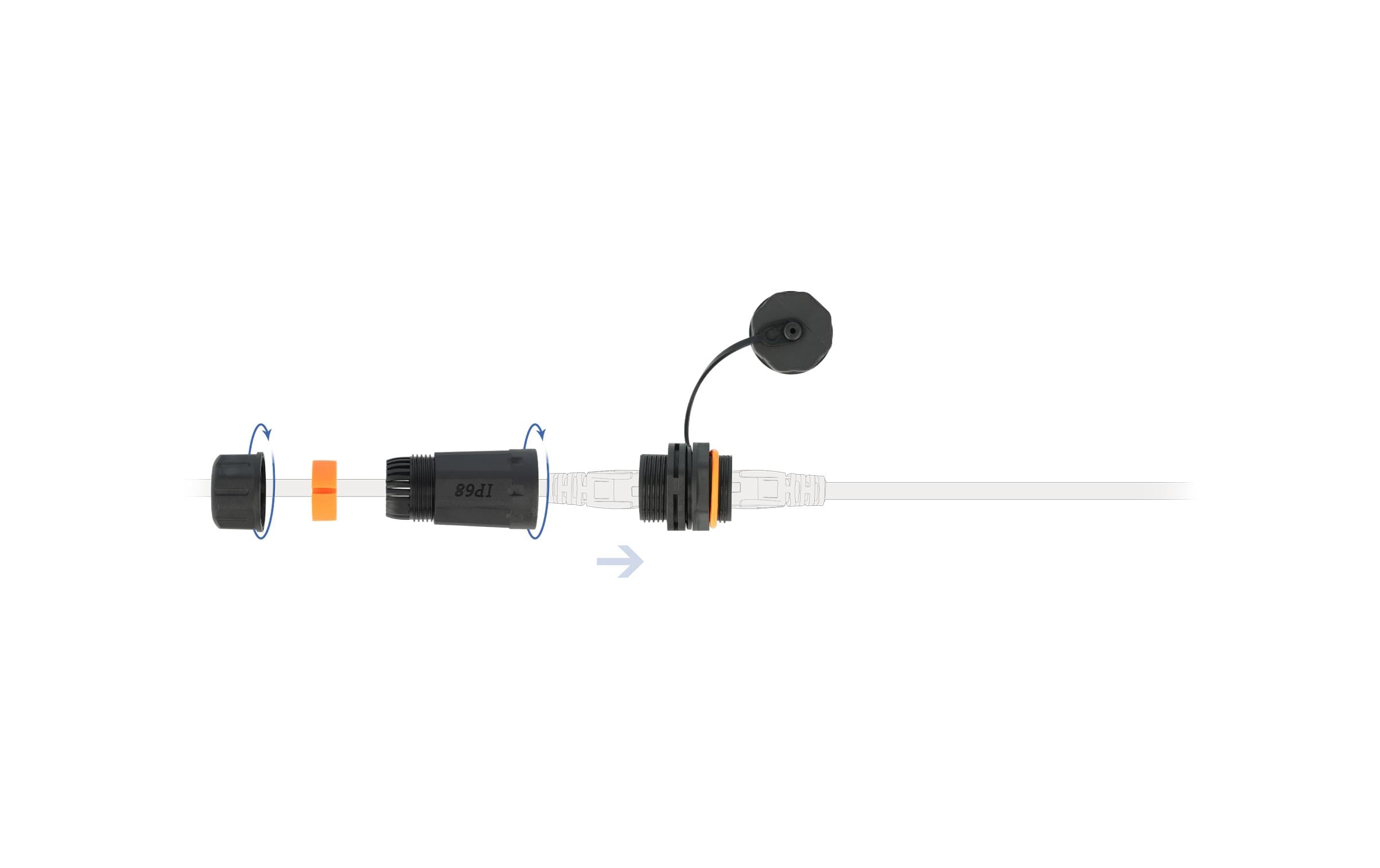 Delock Kupplung RJ-45, Cat.6A, Orange, wasserfest, 1 Stück