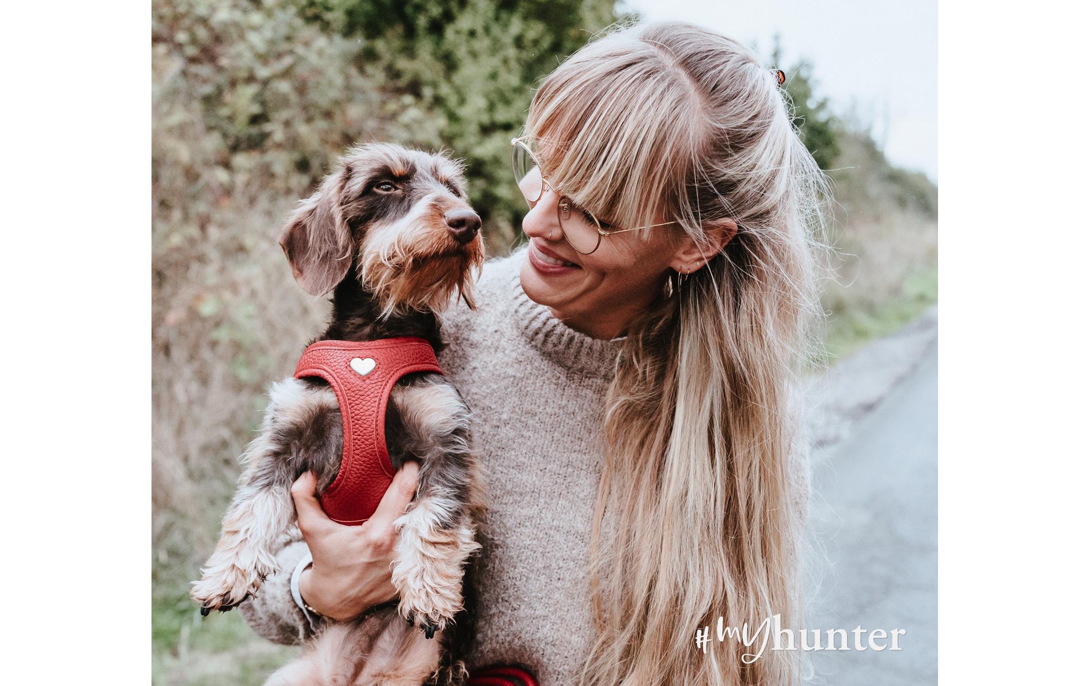 Hunter Geschirr Love 30-34/XXS-XS, Rot/Schwarz