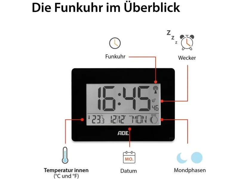 ADE Funkuhr XXL-Ziffern ADE Funkuhr XXL-Ziffern