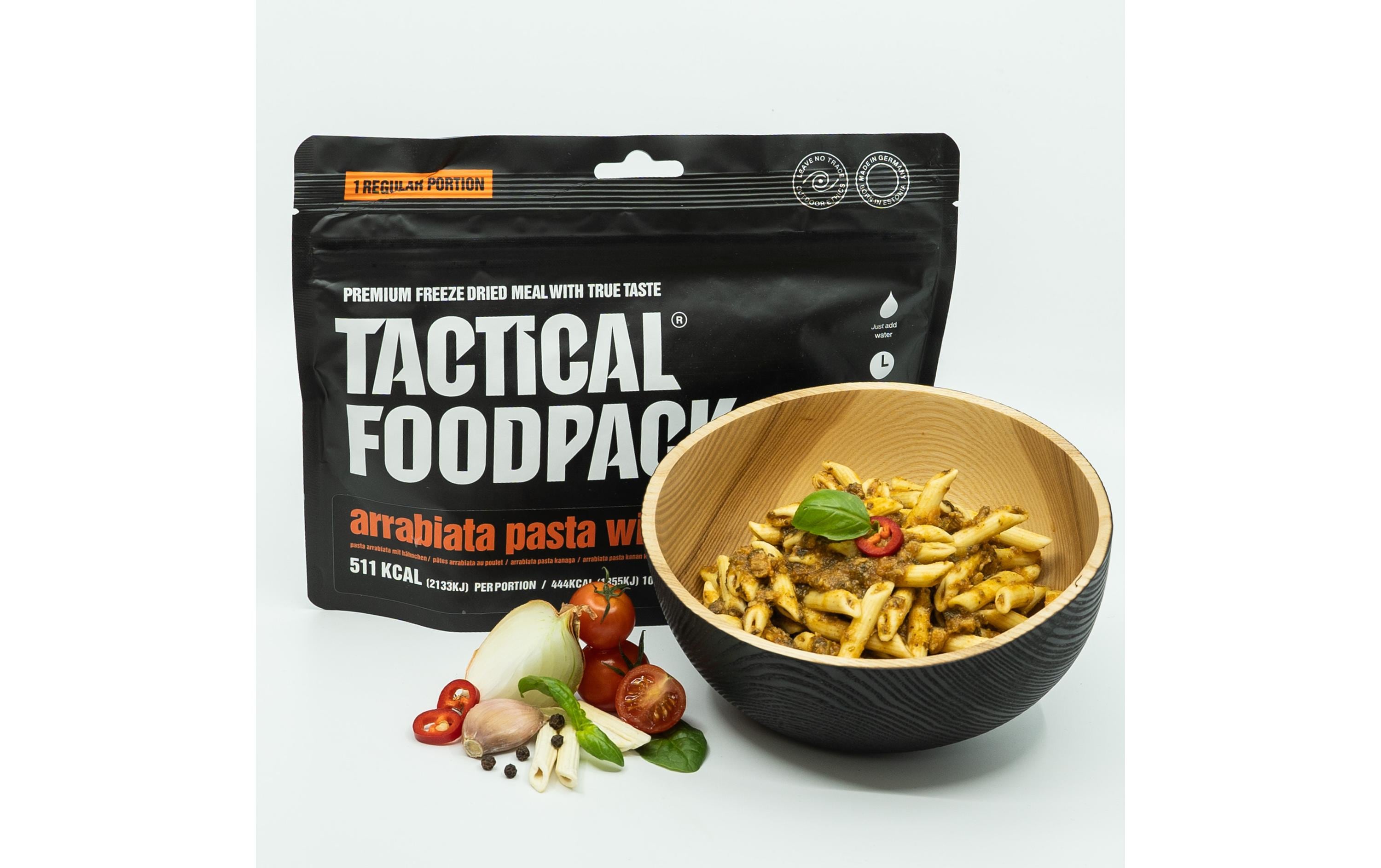 Tactical Foodpack Hauptgericht Arrabiata-Pasta mit Hähnchen Tactical Foodpack Hauptgericht Arrabiata-Pasta mit Hähnchen