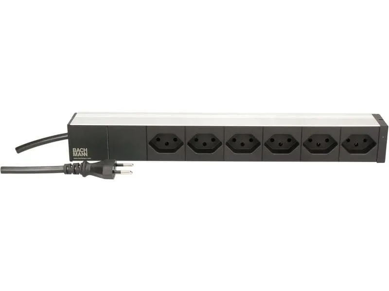 Bachmann Steckdosenleiste 6 x T13, 1HE, Schwarz Bachmann Steckdosenleiste 6 x T13, 1HE, Schwarz