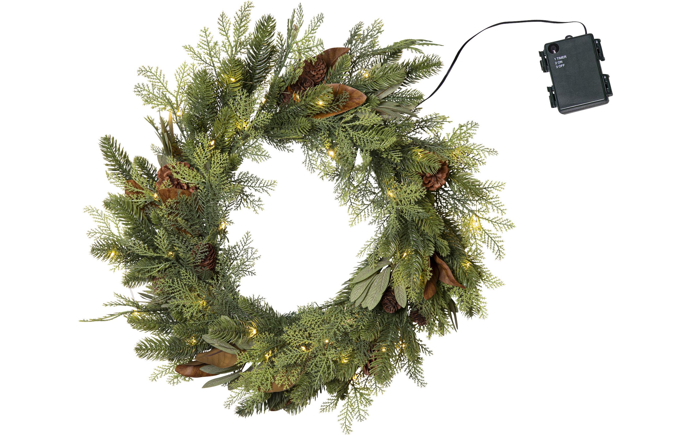 Star Trading LED-Weihnachtskranz Mixi, Indoor, Warmweiss, Grün