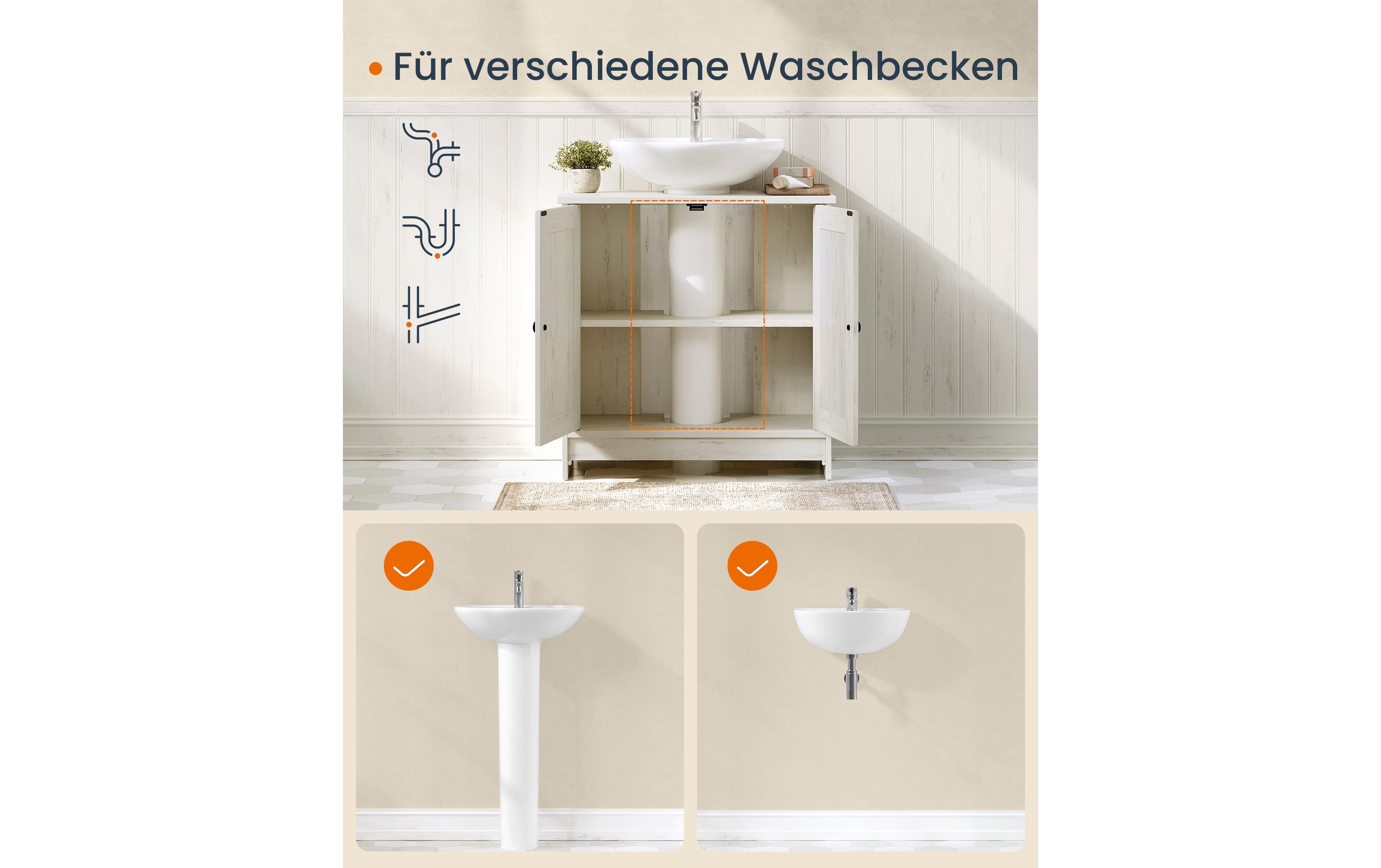 VASAGLE Waschbeckenschrank 60 x 61.2 cm, Weiss VASAGLE Waschbeckenschrank 60 x 61.2 cm, Weiss